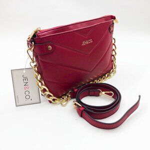 Jen & Co. Britt Vegan Puffer Crossbody Bag Red 11x8x2 inches